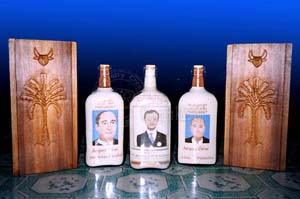 Coffret bouteille sable des Présidents